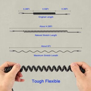 Coiled Lightning Cable Apple Carplay Compatible [Apple MFi Certified] Short USB to Lightning Apple Carplay Cable with Data Sync, Retractable iPhone Charger Cord for iPhone/Pad/Pod