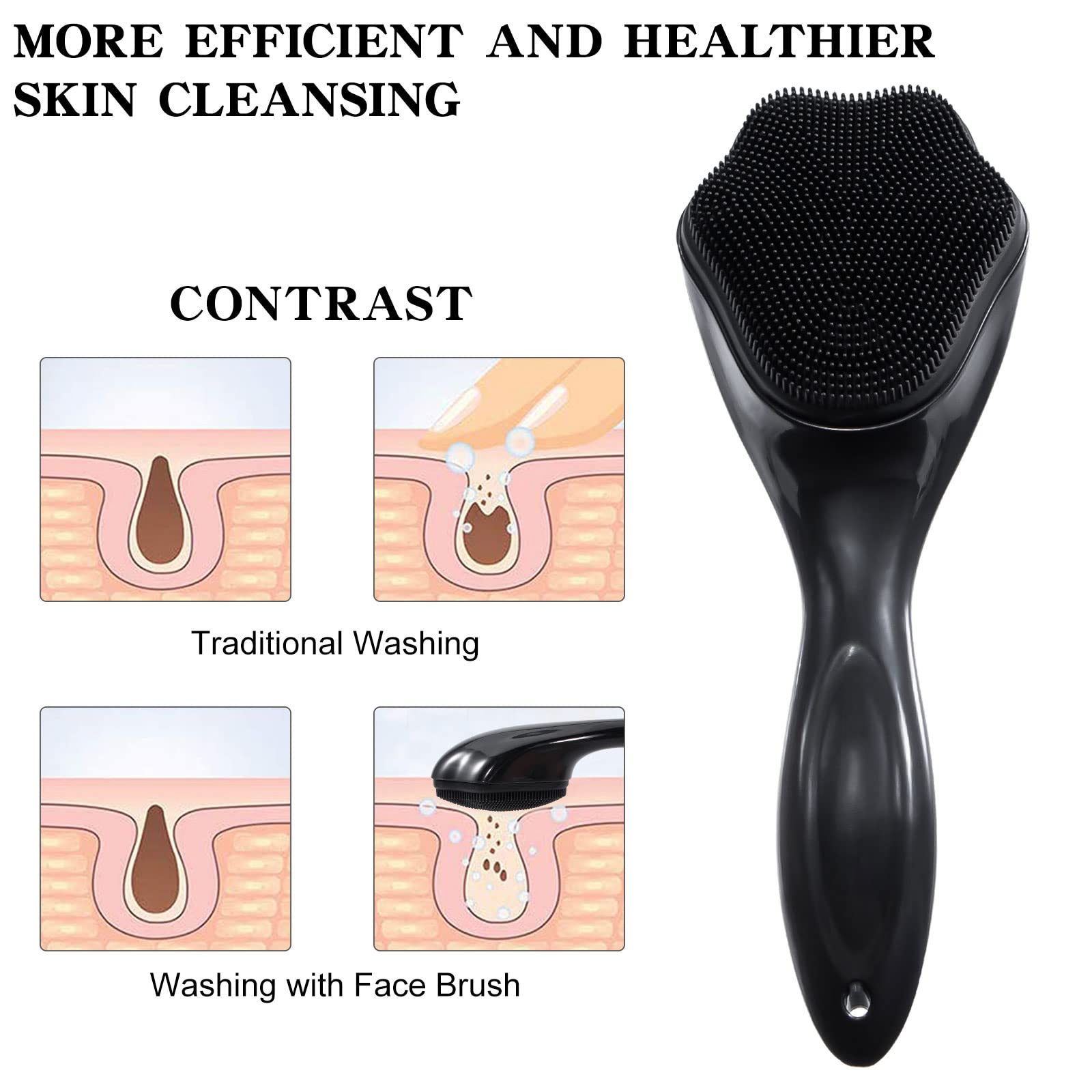 3 Pcs Handheld Silicone Face Scrubber Exfoliator, Ooloveminso Face Brushes for Cleansing and Exfoliating, Manual Facial Cleansing Brush, Gentle Soft Face Wash Brush for Sensitive, Delicate, Dry Skin