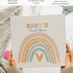 Lamare Baby’s First Year Book - Baby Memory Book for Girls to Document, Cherish Moments Baby First Year Baby Keepsake Book, Baby First Year Photo Album with Pocket for Modern Families | Size 9.5x9"