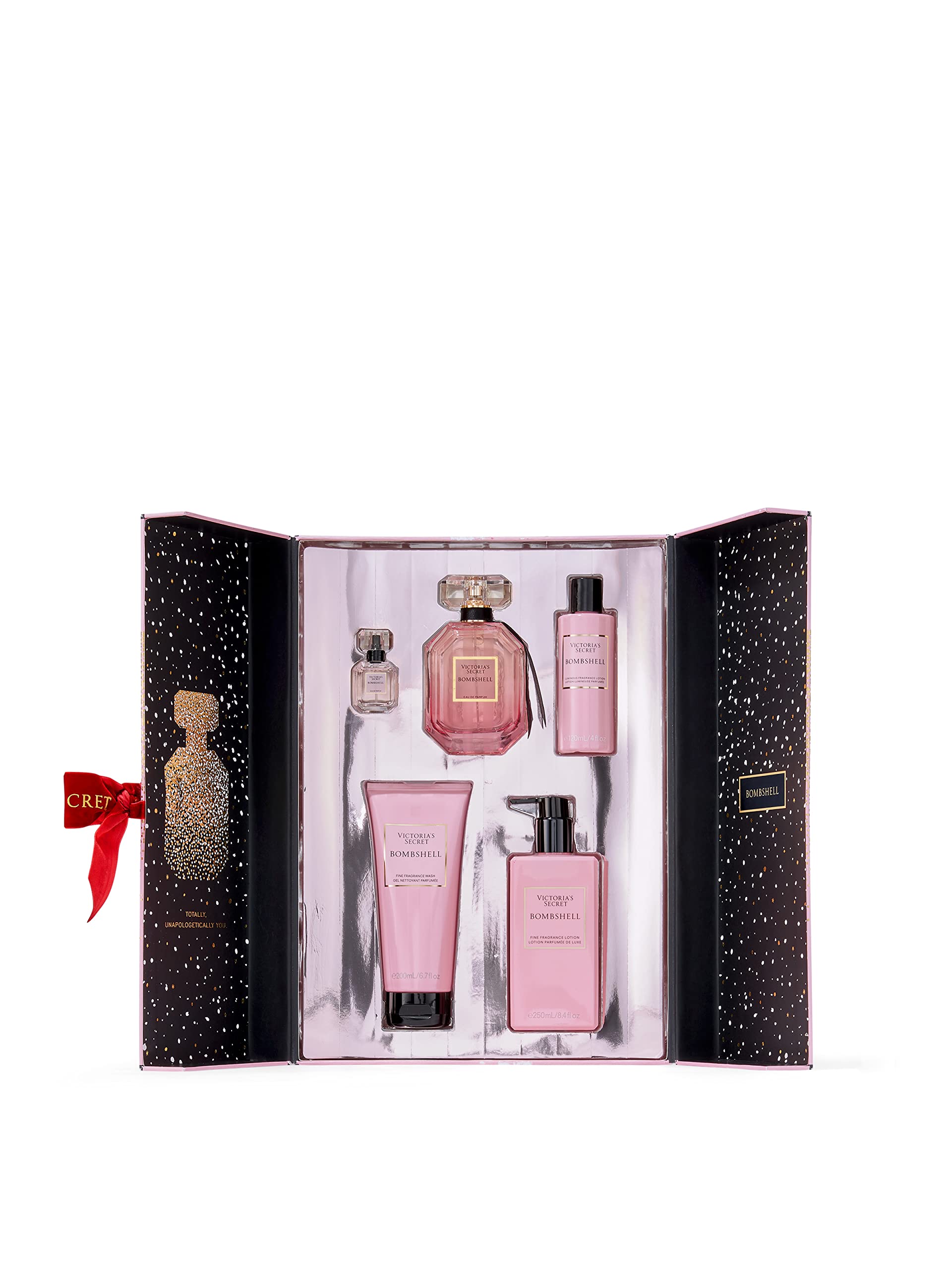 Victoria's Secret Bombshell Eau de Parfum 5 Piece Gift Set: 3.4 oz. Mini Eau de Parfum, Body Wash, Body Lotion, & Luminous Body Lotion