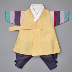 Boy Baby Hanbok Korea Traditional Clothing Set 100th days 3M-6M Party Baikil Yellow Saekdong NA062B