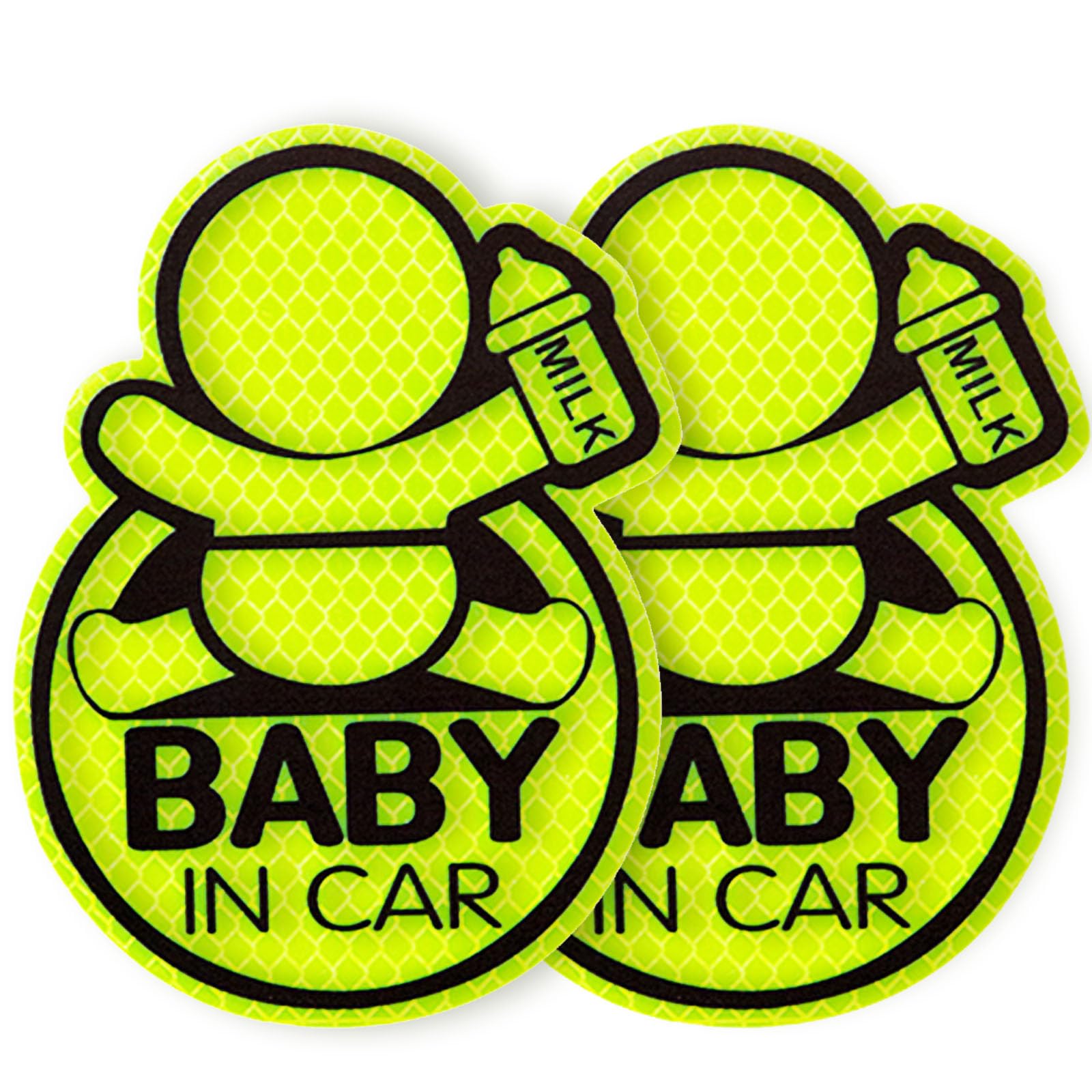 Gikop Baby On Board Sticker for Cars (2 Pack),5.5" by 4"Bright Yellow,Baby on Board Reflective,Baby in Car Sticker for Cars,Car Decals,Kids on Board Car Sticker