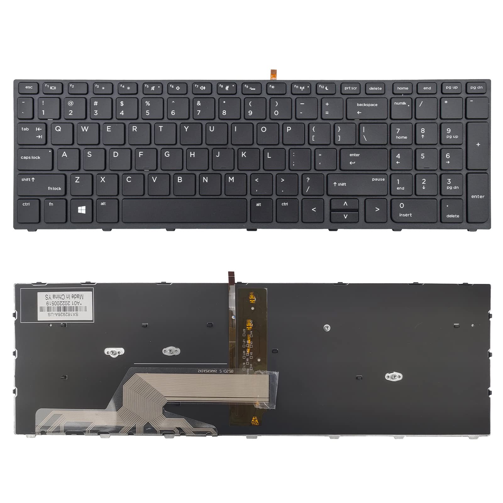 TLBTEK Backlight Keyboard Replacement Compatible with HP ProBook 450 G5 455 G5 470 G5 Series Laptop L01028-001 L01027-001