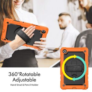 Whmeolyo Samsung Galaxy Tab A7 Lite Case 8.7 (2021),Shockproof Rugged Kids Case with Screen Protector/Pencil Holder/Kickstand [Hand & Shoulder Strap] for Galaxy Tab A7 Lite SM-T220/T225/T227,Orange