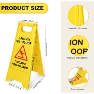 Macarrie 12 Pack Caution Wet Floor Sign Wet Floor Double Sided Signs Cuidado Piso Mojado Foldable Bilingual Alert Sign for Commercial Use Indoors Outdoors, 11.5 x 23.62 Inches (Classic Style)