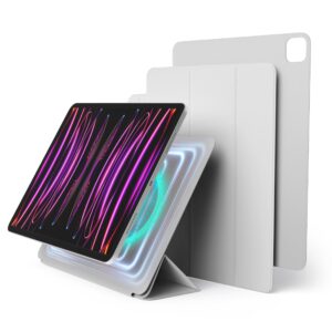 elago case for ipad pro 12.9 6th, 5th,4th generation and ipad air 13 (m2) -ipad case with magnetic attachment to metal materials,compatible with apple ipad pencil and elago’s pencil case (light grey)