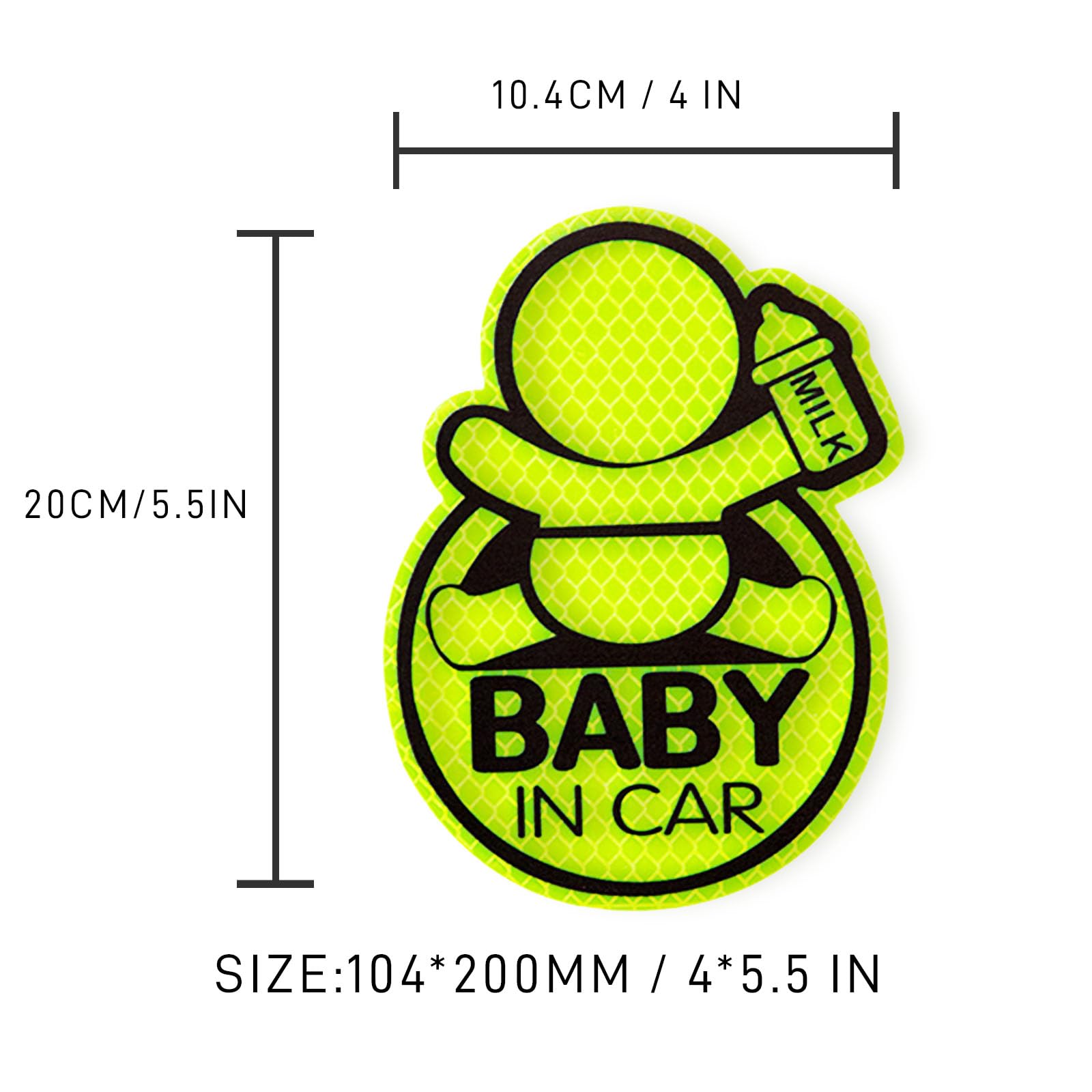 Gikop Baby On Board Sticker for Cars (2 Pack),5.5" by 4"Bright Yellow,Baby on Board Reflective,Baby in Car Sticker for Cars,Car Decals,Kids on Board Car Sticker