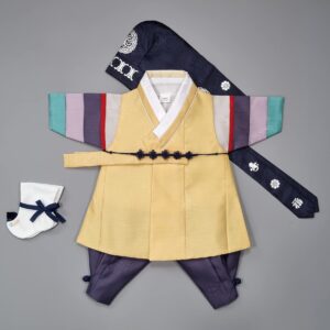 Boy Baby Hanbok Korea Traditional Clothing Set 100th days 3M-6M Party Baikil Yellow Saekdong NA062B