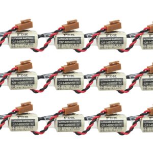 EVA(12-Pack) CR14250SE 3V 1800mAh Lithium Battery Replacement for Sanyo FDK 1/2AA PLC Battery 1747-BA Backup Power Supply with Brown Plug