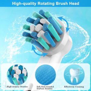 FIRIK Toothbrush Heads Replacement Compatible with Oral B: 8 Pack Professional Brush Head Refills for Braun Pro 1000/3000/5000/7000/8000/9000, Floss Action & Cross Action with Hygienic Caps