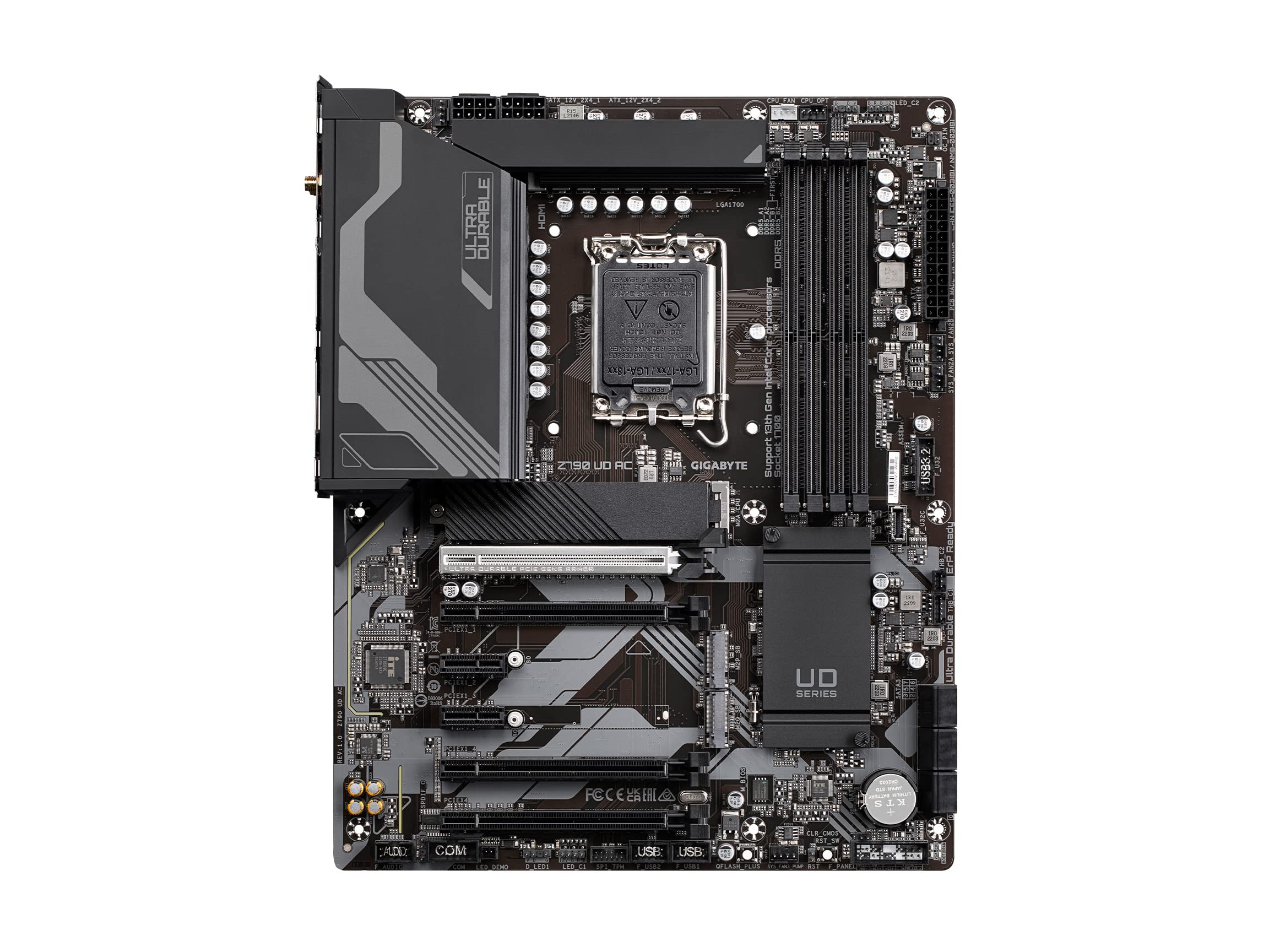 GIGABYTE Z790 UD AC (LGA 1700/ Intel Z790/ ATX/ DDR5/ Triple M.2/ PCIe 5.0/ USB 3.2 Gen2X2 Type-C/Intel Wi-Fi/ 2.5GbE LAN/PCIe EZ-Latch/Multi-Key/Motherboard)