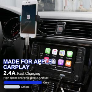 Coiled Lightning Cable Apple Carplay Compatible [Apple MFi Certified] Short USB to Lightning Apple Carplay Cable with Data Sync, Retractable iPhone Charger Cord for iPhone/Pad/Pod