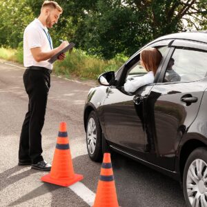 HiGiant [4 Pack] Collapsible Traffic Safety Cones 18'' inch, Orange Pop-up Cones with Reflective Collar, Caution Cones for Road Driving Practice and Parking Lot