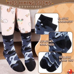 Kids Merino Wool Socks Boys Girls Hiking Boot Winter Thermal Warm Cozy Soft Toddler Thick Crew Socks 6 Pairs (6 Pairs Camouflage, 8-12 Years)