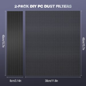 MoKo 400x300mm DIY PC Case Dust Mesh Filter, [2 Pack] PVC Dustproof Magnetic Dust Filter Cover, PC Mesh Grill with Magnetic Frame Strip Computer Cooler Fan Dust Filter for Computer PC Case, Black