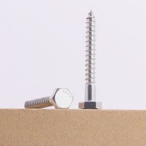 3/8 x 4-1/2" (8 pcs) Hex Lag Screws, 304 Stainless Steel 18/8, Hexagon Head Lag Bolts, Hex Head Wood Screws