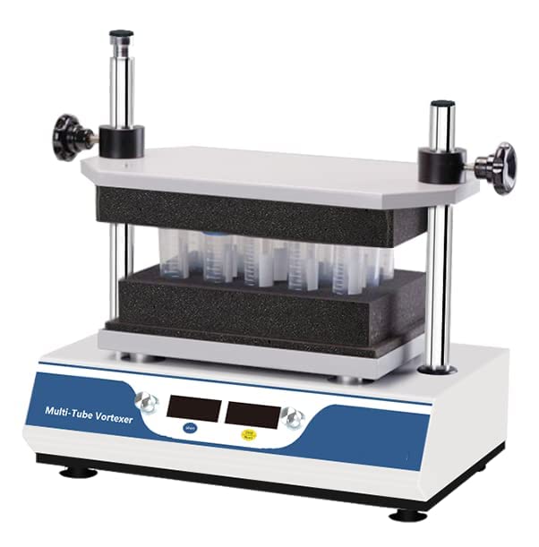 HFBTE Multi-Tube Vortex Mixer Lab Vortexer Mixer Laboratory Ink Glue Blood Vortexer Shaker Instrument with DC Brushless Motor Speed Range 100 to 2500 RPM Foam Rack 50xφ9mm Test Tube φ9-φ13mm 2ml-5ml