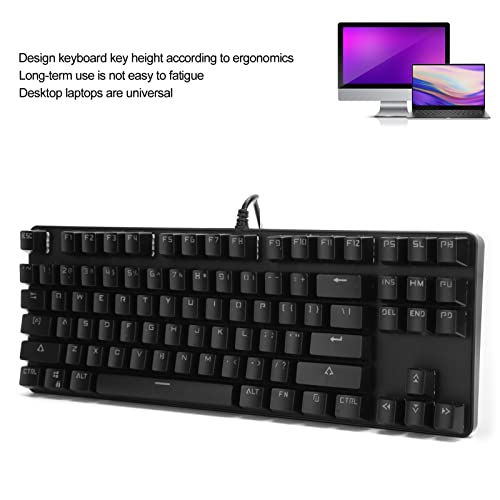 CCYLEZ 87 Keys Mechanical Keyboard, Wired USB Entertainment Gaming Keyboard, Mixed Light Computer Accessories 919(Black)