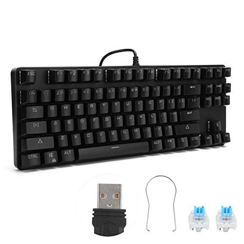 CCYLEZ 87 Keys Mechanical Keyboard, Wired USB Entertainment Gaming Keyboard, Mixed Light Computer Accessories 919(Black)