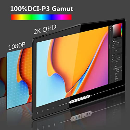 OLED Portable Touchscreen Monitor, 13.3" 2K 1MS Portable Gaming Monitor 100% DCI-P3 Ultra-Thin Computer External Display, External Second Screen USB C/HDMI Monitor with Smart Cover