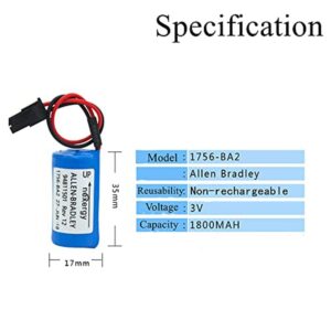 EVASEN (10-Pack) 3.0V 1800mAh BR2/3A-AB PLC Battery Replacement for Allen Bradley 1756-BA2 BR2/3A-AB 1745-B1