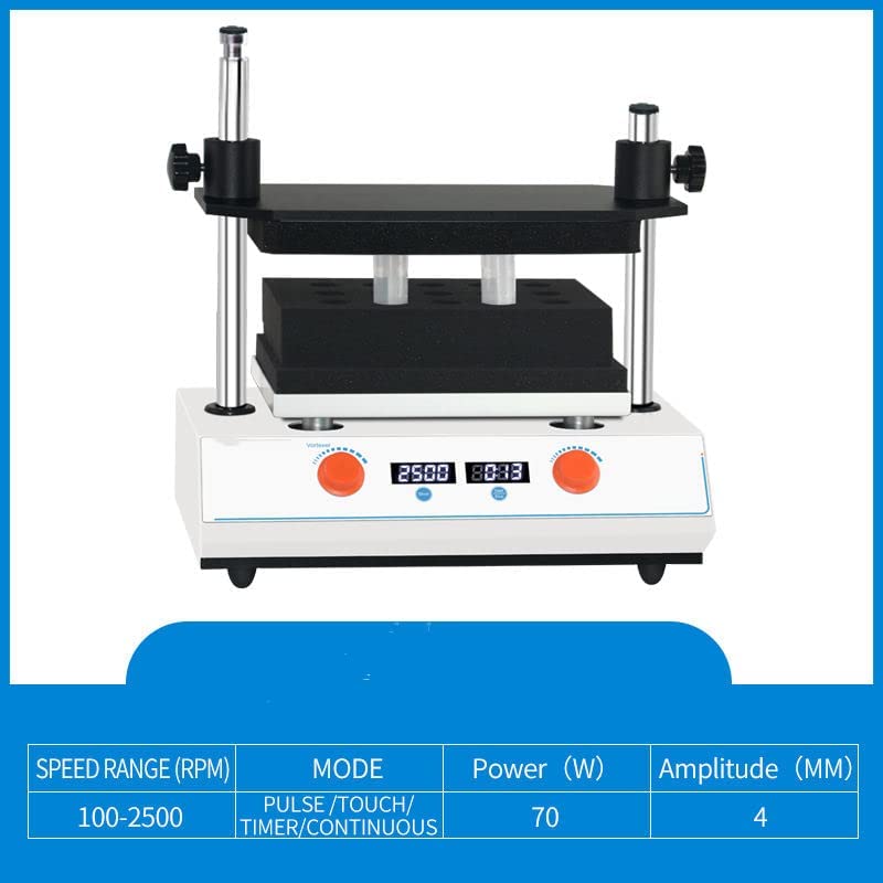 HFBTE Multi-Tube Vortex Mixer Lab Vortexer Mixer Laboratory Ink Glue Blood Vortexer Shaker Instrument with DC Brushless Motor Speed Range 100 to 2500 RPM Foam Rack 50xφ9mm Test Tube φ9-φ13mm 2ml-5ml