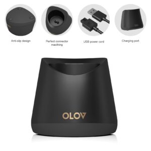 Replacement Charging Base for OLOV Groin Hair Trimmer, USB Recharge Dock & Charging Stand Compatible for OLOV Trimmer, Charging Dock with USB Power Cord (Black)