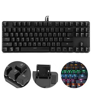 CCYLEZ 87 Keys Mechanical Keyboard, Wired USB Entertainment Gaming Keyboard, Mixed Light Computer Accessories 919(Black)