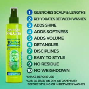 Garnier Fructis Pure Moisture 10-in-1 Spray for Dry Hair and Scalp, Hyaluronic Acid, 8.1 Fl Oz, 1 Count (Packaging May Vary)