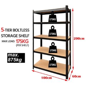 5 Tier Heavy Duty Storage Metal Shelve Garage Shelving Units with Durable MDF Board, Adjustable Steel Utility Shelf Storage Rack for Garage Kitchen Office, 1929lbs Load Capacity, 80H x 40W x 20D inch