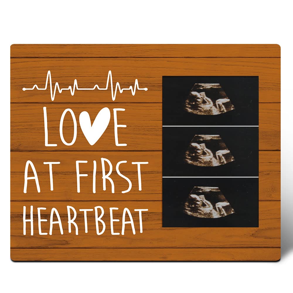 Baby Ultrasound Picture Frame, Love at First Heartbeat, New Mom Gifts, Baby Pregnancy Announcements Gifts for First Time New Dad Mom Ready to Be, Baby Shower Gifts for First Time Parents Ready to Be