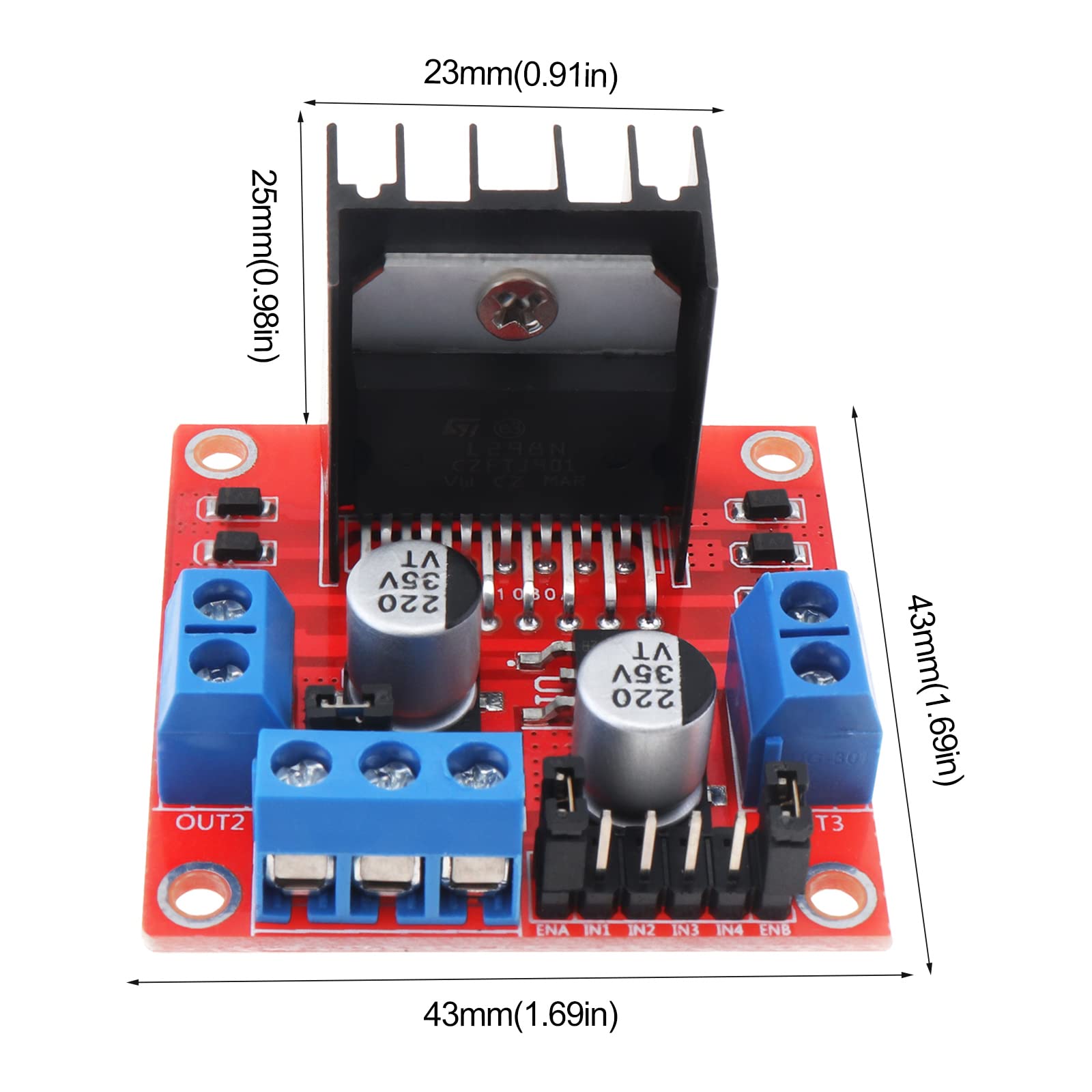 DiGiYes 2 Pack L298N Motor Driver Controller Board Module Stepper Motor DC Dual H-Bridge Compatible with Smart Car Robot