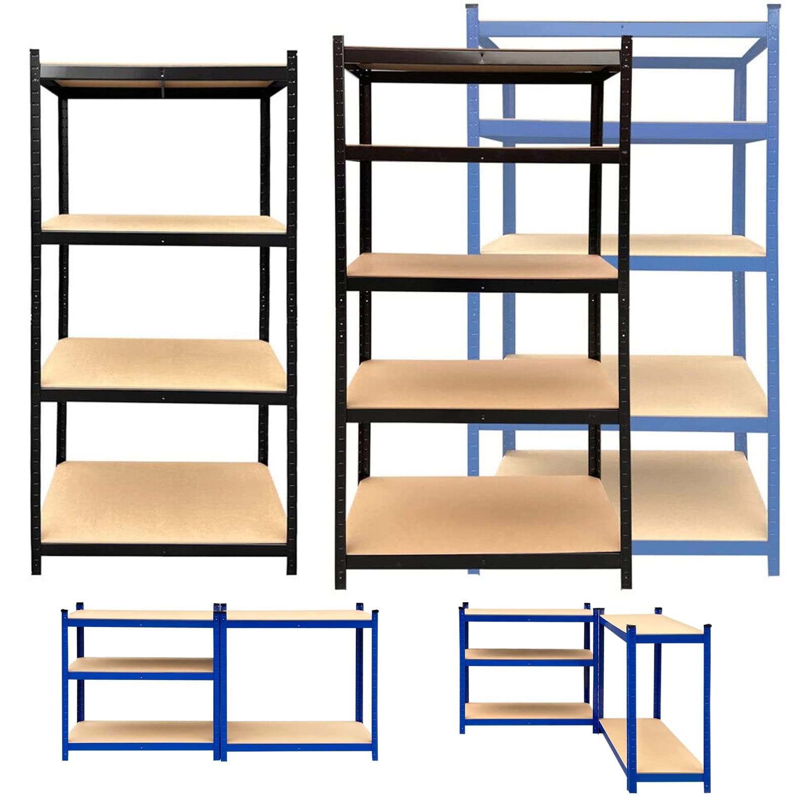 5 Tier Heavy Duty Storage Metal Shelve Garage Shelving Units with Durable MDF Board, Adjustable Steel Utility Shelf Storage Rack for Garage Kitchen Office, 1929lbs Load Capacity, 80H x 40W x 20D inch