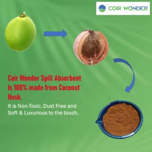 Coir Wonder 3-in-1 Oil Absorbent, Paint Hardener & Sweeping Compound – 9 Liter (9.5 Quart) – for Oil, Biohazard, Spill Kit – Granular Powder – Solidifies 20 Cups Fry Cooking Oil Without Heat