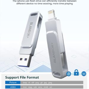 MFi Certified 128GB Photo Stick for iPhone Flash Drive,USB Memory Stick Thumb Drives High Speed USB Stick External Storage Compatible for iPhone/iPad/Android/PC