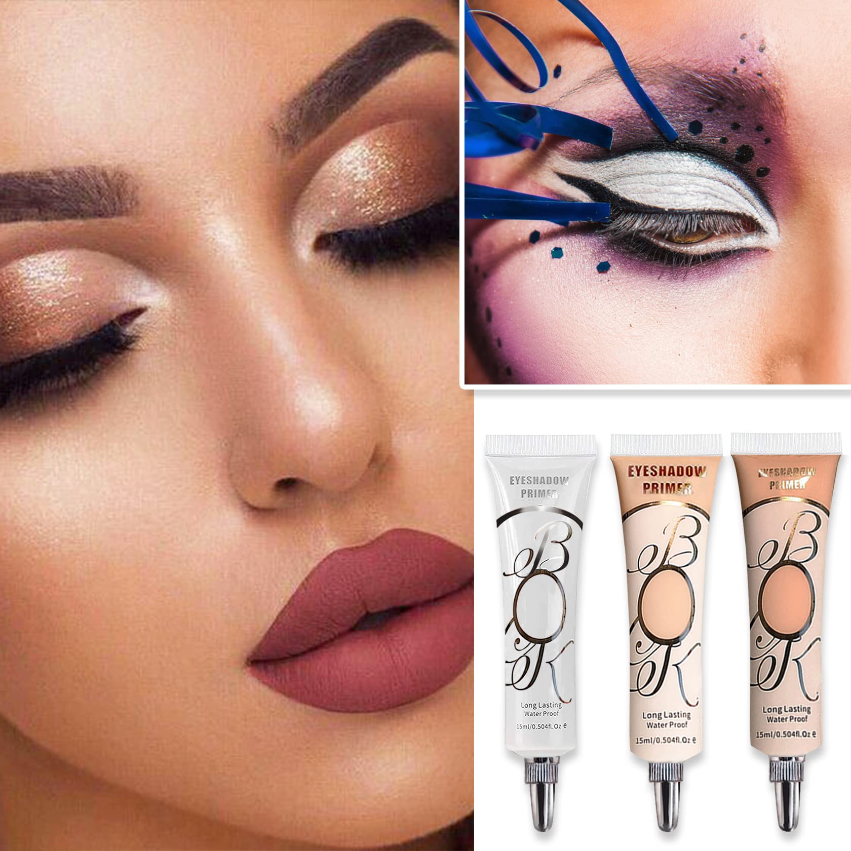 Eyeshadow Primer White Eye Shadow Primer Liquid Matte Eye Primer Waterproof Long Lasting Uniform Color Rendering Eyeshadow Primer for Women Oily Lids Eyeshadow Makeup-White