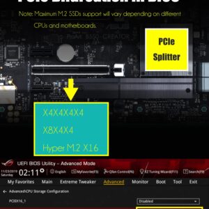 GLOTRENDS PA41 Quad M.2 NVMe to PCIe 4.0 X16 Adapter Without PCIe Bifurcation Function, Support 22110/2280/2260/2242/2230 Size (PCIe Bifurcation Motherboard is Required)