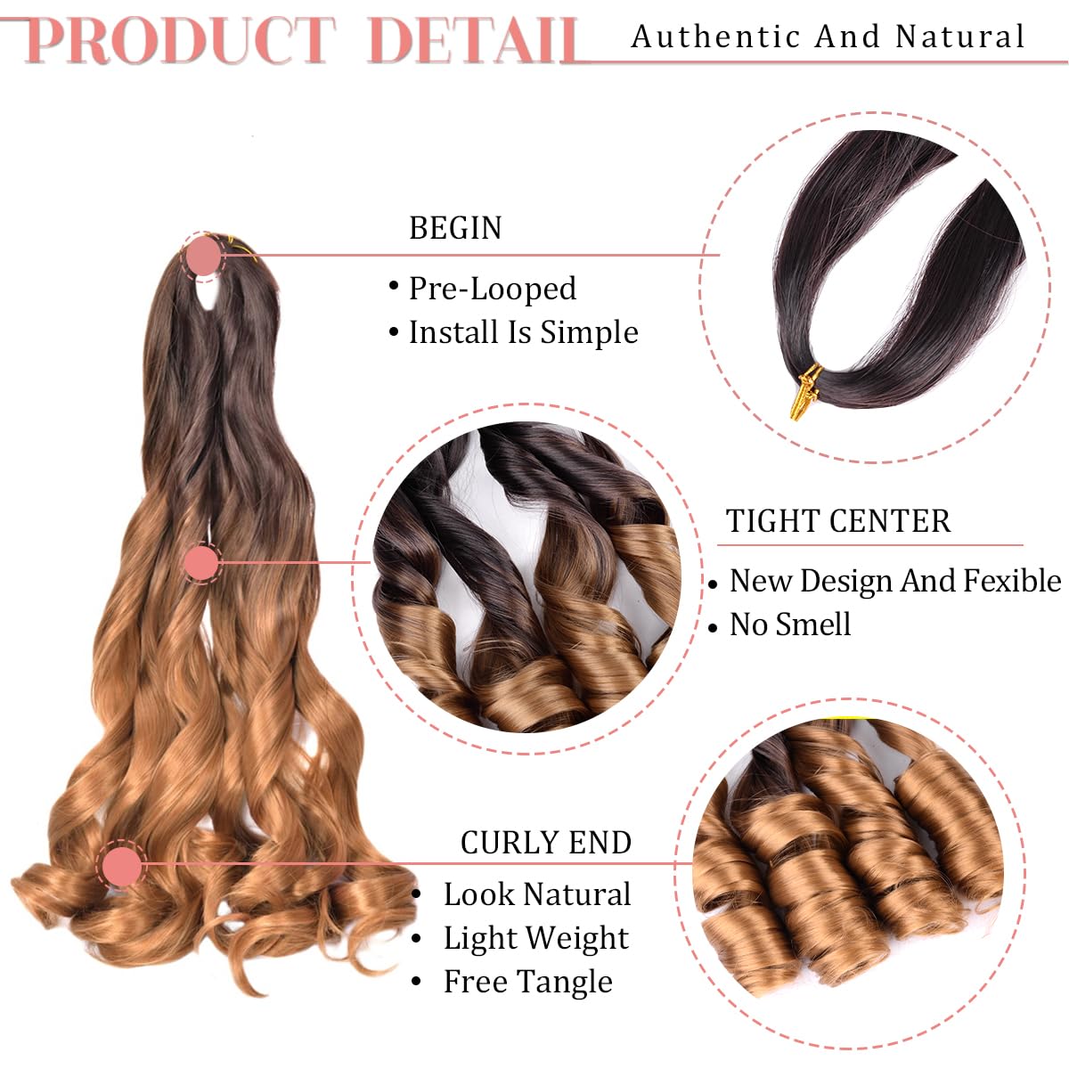 Luoyudu French Curly Braiding Hair,24 Inch #T4/30 Loose Wavy 8 Pack Bouncy French Curl Braiding Hair Extensions 75g/Pack Synthetic Crochet Hair Extensions (T4/30,8Pack)