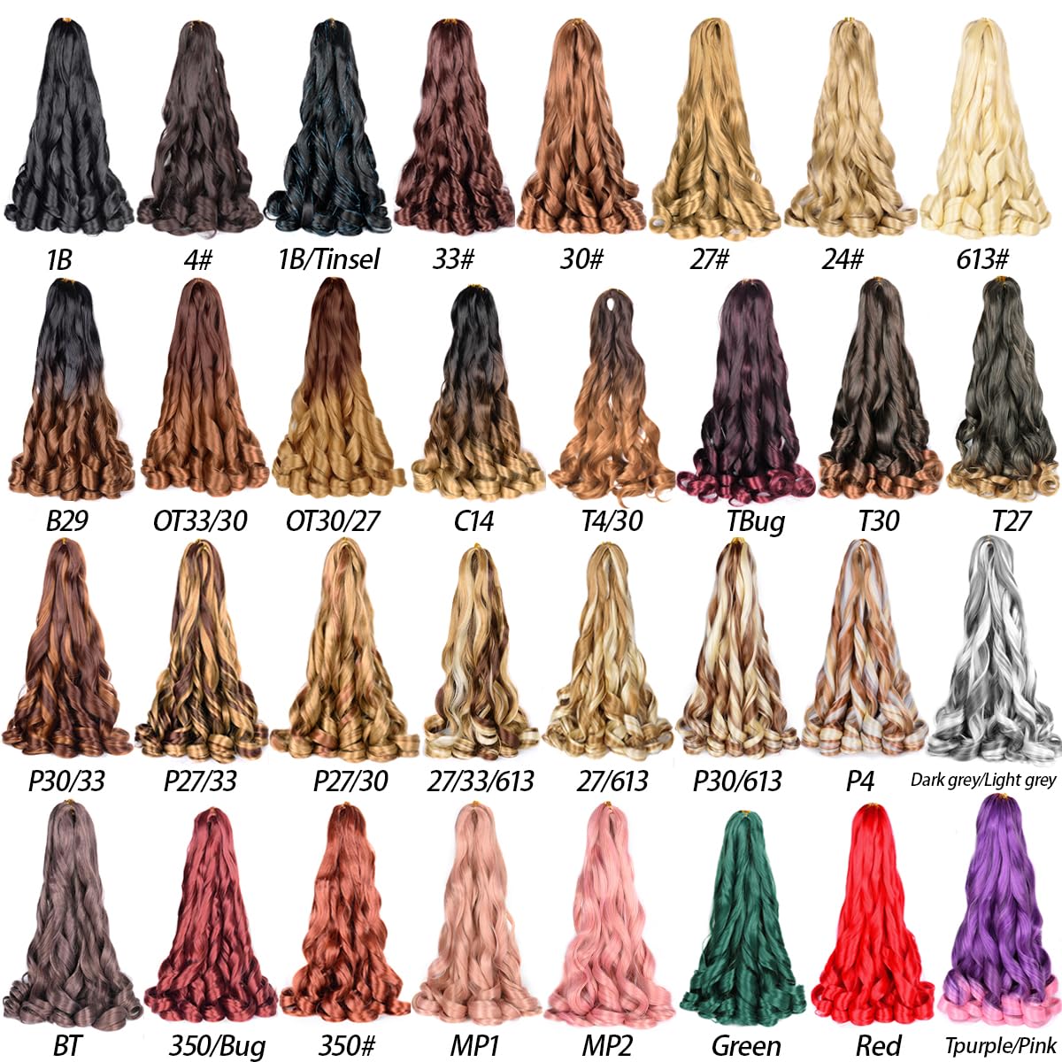 Luoyudu French Curly Braiding Hair,24 Inch #T4/30 Loose Wavy 8 Pack Bouncy French Curl Braiding Hair Extensions 75g/Pack Synthetic Crochet Hair Extensions (T4/30,8Pack)