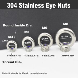 Floyutin 10 Pcs M8 Stainless Lifting Eye Nuts Thread Ring Shoulder Metric EyeNuts Fastener