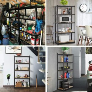 5 Tier Heavy Duty Storage Metal Shelve Garage Shelving Units with Durable MDF Board, Adjustable Steel Utility Shelf Storage Rack for Garage Kitchen Office, 1929lbs Load Capacity, 80H x 40W x 20D inch