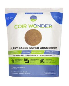 coir wonder 3-in-1 oil absorbent, paint hardener & sweeping compound – 9 liter (9.5 quart) – for oil, biohazard, spill kit – granular powder – solidifies 20 cups fry cooking oil without heat