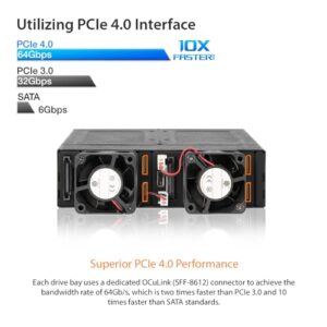 ICY DOCK ToughArmor MB699VP-B V3-4X U.2 NVMe PCIe 4.0 SSD to SFF-8612 OCuLink (According to SFF-9402 Rev 1.1) Removable Frame Metal Black (Compatible with Tri-Mode Cards)