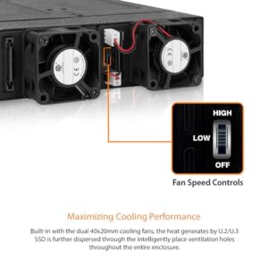 ICY DOCK ToughArmor MB699VP-B V3-4X U.2 NVMe PCIe 4.0 SSD to SFF-8612 OCuLink (According to SFF-9402 Rev 1.1) Removable Frame Metal Black (Compatible with Tri-Mode Cards)