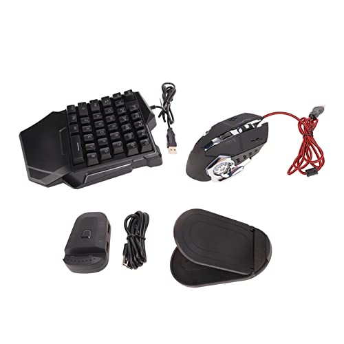 Gaming Keyboard Mouse Converter, One Hand Keyboard Mouse for Mobile Phone with 35 Keys