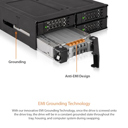 ICY DOCK ToughArmor MB699VP-B V3-4X U.2 NVMe PCIe 4.0 SSD to SFF-8612 OCuLink (According to SFF-9402 Rev 1.1) Removable Frame Metal Black (Compatible with Tri-Mode Cards)