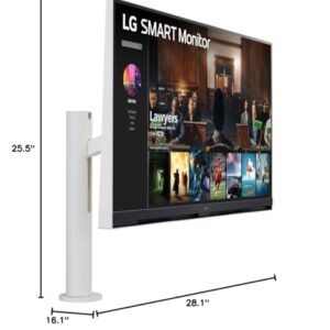 LG (32SQ780S) - 32-Inch 4K UHD(3840x2160) Display, Ergo Stand, webOS Smart Monitor, ThinQ Home, Magic Remote, USB Type-C™, 2x5W Stereo Speakers, AirPlay 2, Screen Share, Bluetooth,White