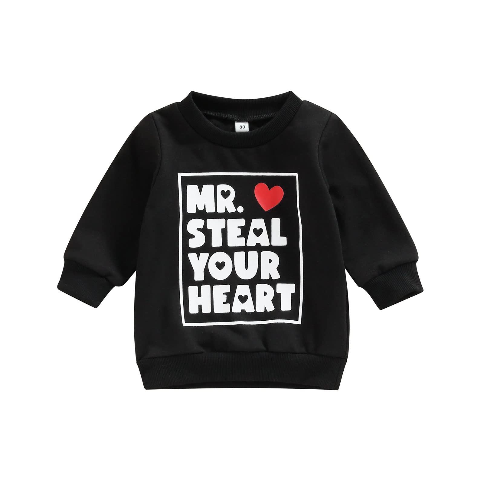 Eadrioss Toddler Baby Boys Girls Valentine's Day Outfit MR. Steal Your Heart Sweatshirt Spring Valentines Clothes Top