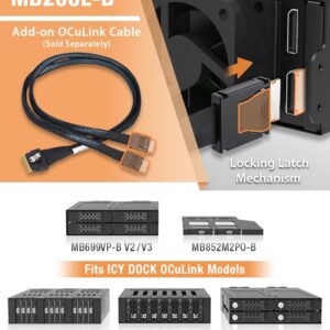 ICY DOCK ToughArmor MB699VP-B V3-4X U.2 NVMe PCIe 4.0 SSD to SFF-8612 OCuLink (According to SFF-9402 Rev 1.1) Removable Frame Metal Black (Compatible with Tri-Mode Cards)