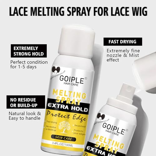 Lace Melting and Holding Spray Glue-Less Hair Adhesive for Wigs, Lace Bond Adhesive Spray Wig Spray for Closure Wigs Closure Front Extensions, Strong Natural Finishing Hold with Control Wig Kit Set